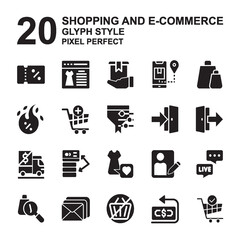 Icon Set of Shopping and E-Commerce. Glyph style icon vector.