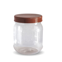 Plastic jar with cap isolated on white background.