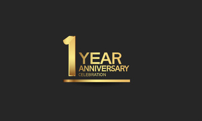 1 year anniversary celebration with elegant golden color isolated on black background can be use for special moment, party and invitation event
