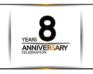 8 years anniversary black color simple design isolated on white background can be use for template, invitation and special moment celebration