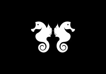 Monogram Seahorses black and white