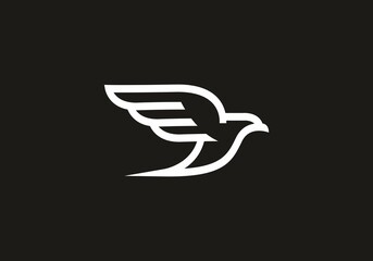Monogram black and white line art bird