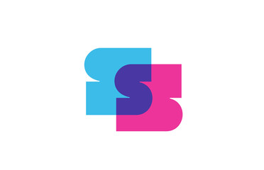 intersected S letter logo icon for company. Blue and pink alphabet design for corporate and business