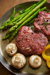 grilled beef steak with vegetables