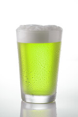 Cold Saint Patrick Beer on a glass on a white background