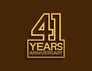 41 years anniversary design line style with square golden color isolated on brown background can be use for special moment celebration - obrazy, fototapety, plakaty