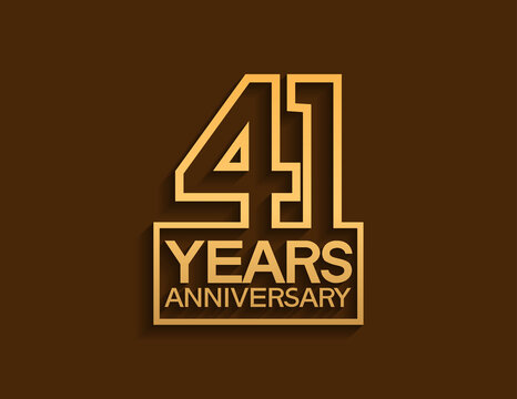 41 years anniversary design line style with square golden color isolated on brown background can be use for special moment celebration