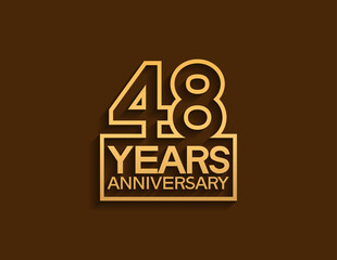 48 years anniversary design line style with square golden color isolated on brown background can be use for special moment celebration