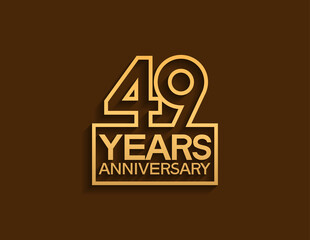 49 years anniversary design line style with square golden color isolated on brown background can be use for special moment celebration