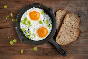 Fried eggs with bread breakfast