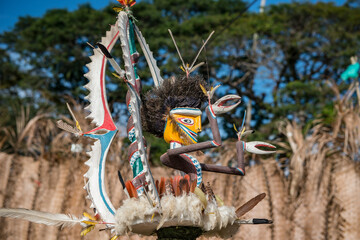 Colorful traditional mask at maskfestival in Rabaul Papua New Guinea.