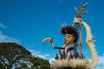 Colorful traditional mask at maskfestival in Rabaul Papua New Guinea.