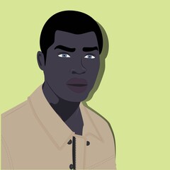 Dark-skinned African man on a light background