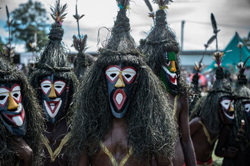 Colorful traditional mask at maskfestival in Rabaul Papua New Guinea.