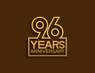 96 years anniversary design line style with square golden color isolated on brown background can be use for special moment celebration