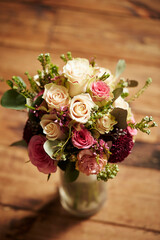Wedding bouquet of various flowers 