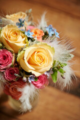 Wedding bouquet of various flowers 