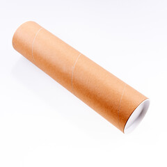 Package roll made of cardboard isolated on white background