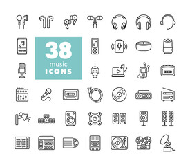 Multimedia devices and symbols icons set