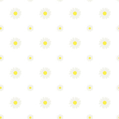 Background with white daisies. Simple vector pattern. Backdrop seamless texture for scrapbooking or textile.