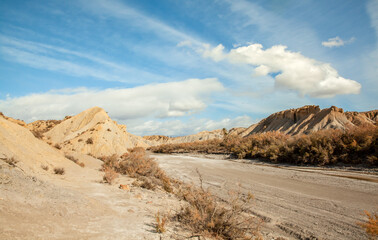 Rambla Landscape in the Tabernas desert Spain Andalusia