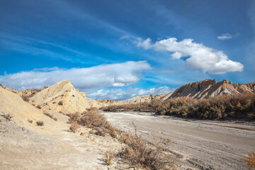 Rambla Landscape in the Tabernas desert Spain Andalusia