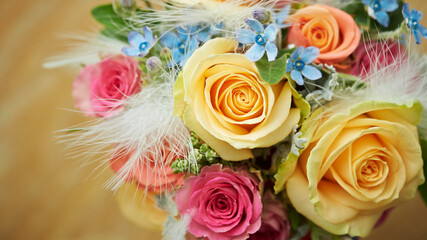 Wedding bouquet of various flowers 