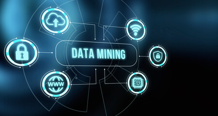 Internet, business, Technology and network concept. Data mining