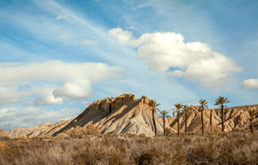 Hills landscape  of the Tabernas desert Almeria Spain Nature travel