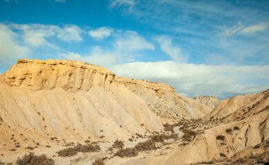 Hills landscape  of the Tabernas desert Almeria Spain Nature travel