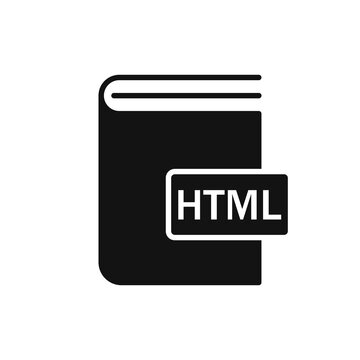 Black Book HTML format icon. Vector illustration