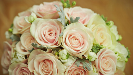 Fototapeta na wymiar Wedding bouquet of various flowers 