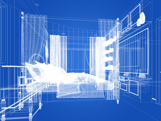  interior design of  bedroom,3d rendering