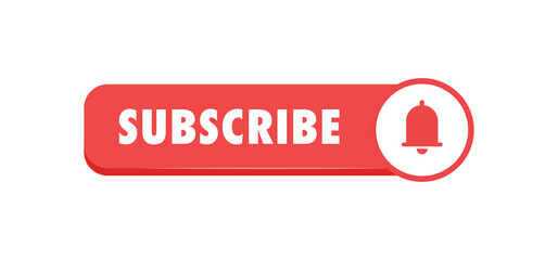 Subscribe click button with bell icon. Video social media platform.