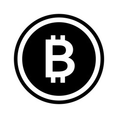 Bitcoin symbol icon, black and white design. Crypto payment. Vector illustration