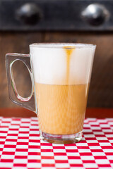 Close up of a delicious cappuccino coffee on a table
