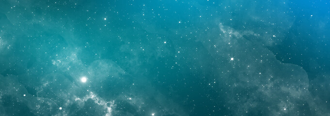 Cerulean Blue Cosmic Gas Stars Nebula Background Wallpaper