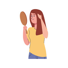 beautiful sexy girl with mirror isolated character vector illustration design