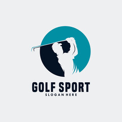 Golf player Logo design vector template. Elite Luxury Gold Golf club
