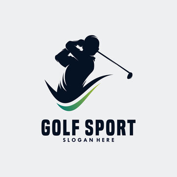 Golf player Logo design vector template. Elite Luxury Gold Golf club
