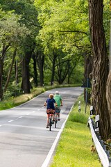 Fototapeta premium Radfahrer auf einer Landstraße in Deutschland