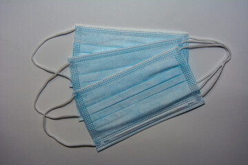 Medical face masks . Protection against coronavirus, flu and other airborne infection. Copy space