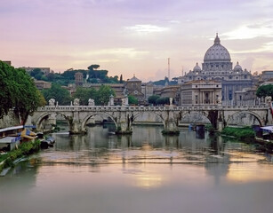 Fototapeta na wymiar Bridge over Tiber, Rome