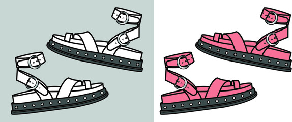 SHOE, fashion flat sketch vector