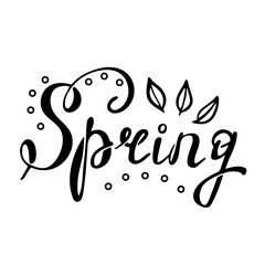 Black and white lettering on the theme of spring. Suitable for prints, seasonal decoration, postcards and various typography