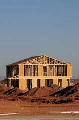 Obraz na płótnie Canvas New wooden home under construction