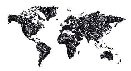 Map of the world, grunge style, vector illustrations.