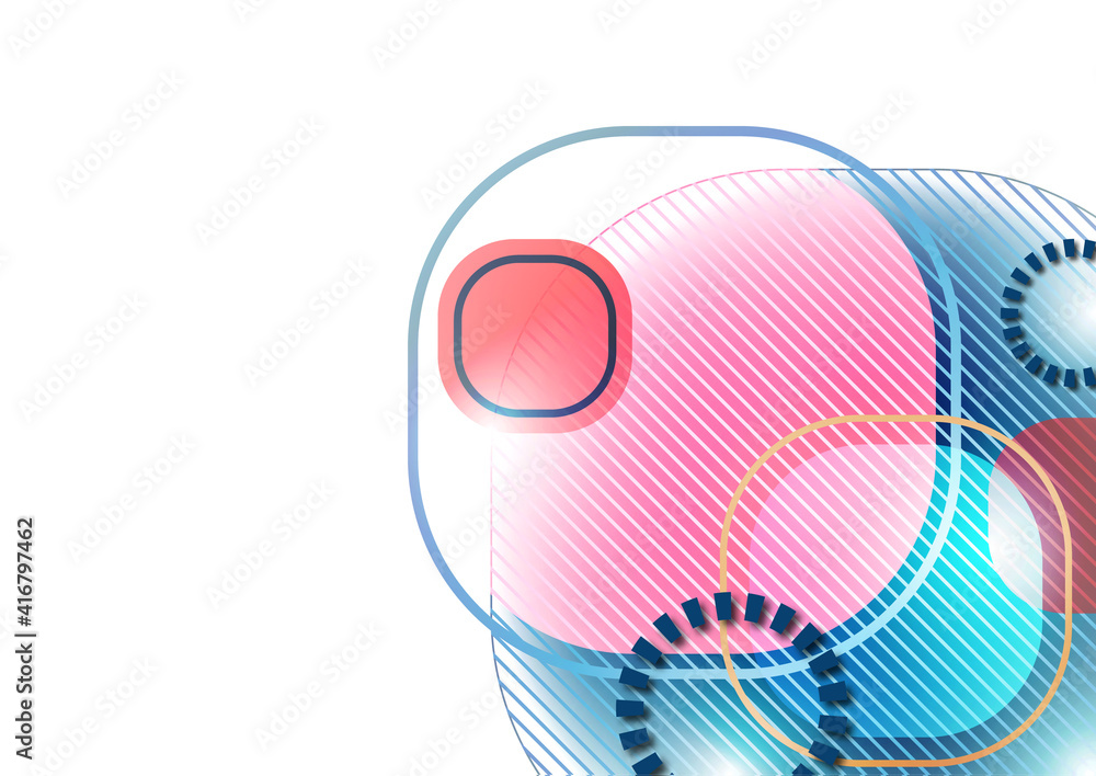 Aufkleber overlapping round squares form a geometric abstract background composition. design template for wall