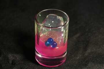 molecular spheres on a white plate. high modern cuisine.