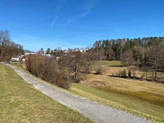 Recreational trails and promenades in the area of Gattikerweiher and Waldweiher ponds, Gattikon -...